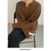 Loom European And American Retro V-Neck Stacked Collar Knitted Polo Shirt For Men, High-End Slim Fit Long Sleeve Sweatshirt,_viptrois.com