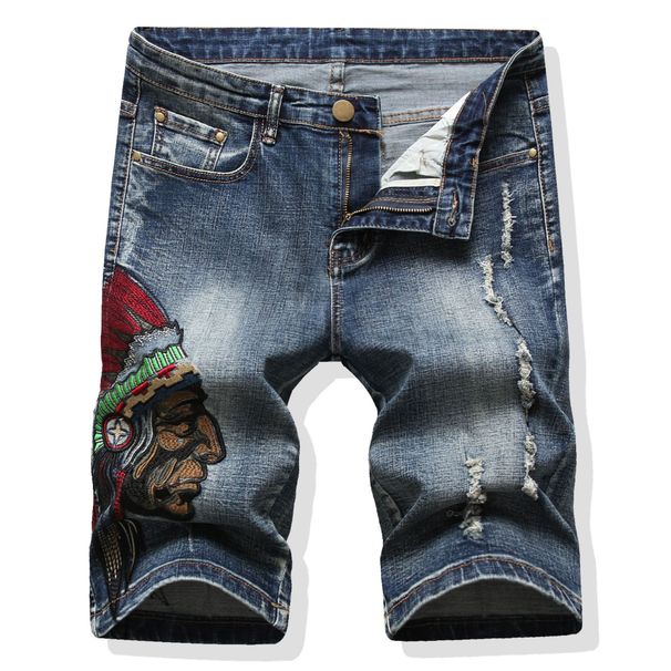 Indian Embroidered Denim Shorts Men New Cross Border_viptrois.com