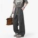 Men's Wheat Ear Pattern Thickened Casual Sweatpants Loose Straight Leg Wide Leg Flowy Heavyweight Long Pants Winter New Style_viptrois.com
