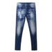 Men's Clothing Men's Jeans Old Blue Washed Hole Patch Paint Trendy Brand Slim Fit Skinny Pants Men_viptrois.com
