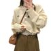 "Women's Cropped Knit Sweater With Distressed Details - Retro Oversized Pullover, Loose Boho Style, S-5XL (Beige)"_viptrois.com