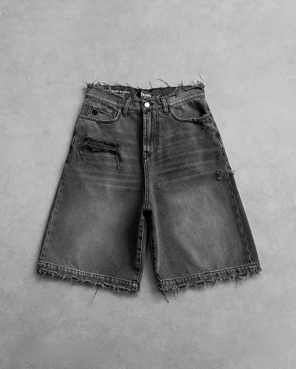 Men's Clothing Gothic Style Black Punk Washed Denim Shorts Men's Summer Street Hip Hop Y2k Ripped Shorts_viptrois.com