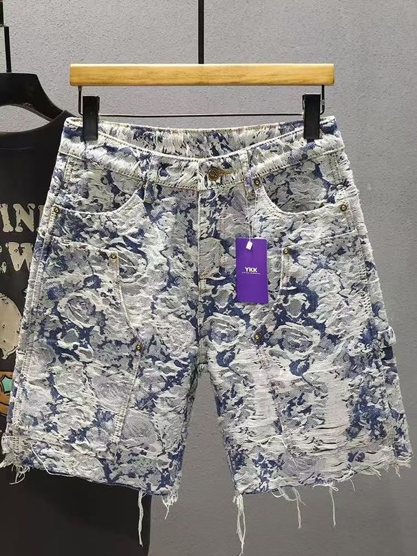 Men's Clothing Casual Shorts Men's Trendy Brand Summer Loose 2025 New Men's Ripped Denim Shorts_viptrois.com