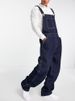 Large size European and American denim overalls loose men's denim overalls ripped jeans popular suspenders_viptrois.com