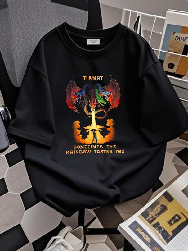 NEW LIMITED Dragon Tiamat Sometimes The Rainbow Tastes You T-Shirt Graphic Homme Stretched Slightly Casual Stylish Soft Summer_viptrois.com