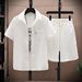 Ice Silk Seersucker Shirt And Shorts Set For Men Stylish Sporty Casual Outfit Summer_viptrois.com