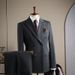 Men's Clothing Double Breasted Suit Set - Slim Fit Formal Blazer, Vest & Trousers For Wedding, Groom, Business & Special Occasions (Black, Charcoal)_viptrois.com