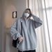 Navy Blue Half-zipper Sweater Men's Autumn And Winter Velvet Trendy Loose Coat Ins Trendy Brand Hooded Clothes_viptrois.com