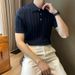 Men's Clothing Short Sleeve Jacquard Casual Slim Fit Men's Summer Short Sleeve Shirt – Jacquard Fishbone Pattern, Slim Fit Stretch Knit Top_viptrois.com