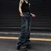 Large Sized Vibe Multi Pocket Workwear Jeans, Men's Women's Trendy Brand, Loose And Casual Wide Leg Floor Length Pants,_viptrois.com