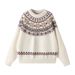 Autumn And Winter Jacquard Round Neck Knitted Sweater, Loose Casual Sweater, Fashionable Thread Jacket_viptrois.com