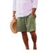 Men's Clothing Cotton And Linen Shorts Drawstring Elastic Waist Vacation Solid Color Breathable Daily Beach Five Point Casual Sports Pants_viptrois.com