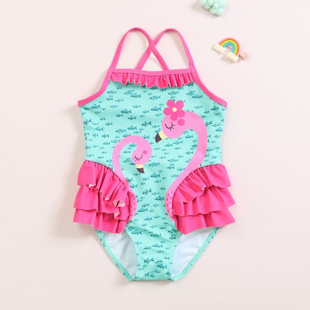 Mother & Kids New Girls One Piece Swimsuit Cute Ruffled Cartoon Baby Girl Swimsuit High Quality Comfortable High Elastic High Quality_viptrois.com