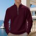 Men's Plus Size Fleece-Lined Half-Zip Pullover Sweatshirt - Casual Solid Color Hoodie For Autumn & Winter_viptrois.com