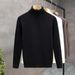 Men's High Neck Sweater Slim Fit Long Neck Knitwear Warm Solid Color Trendy Underwear For Youth Autumn Winter_viptrois.com