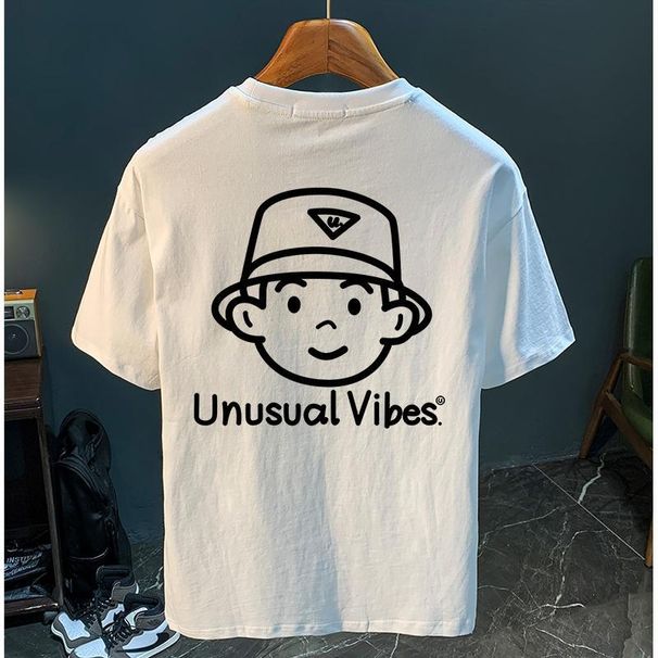 2025 New Summer Men's Loose T-shirt Trendy Brand Fashion Printing Short-sleeved Youth Round Neck Half-sleeved Handsome Top_viptrois.com