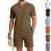 Summer Men's Quick Drying V Neck Jersey Shirt And Shorts Set Loose Trendy Skin Friendly Clothing For British Gentleman_viptrois.com
