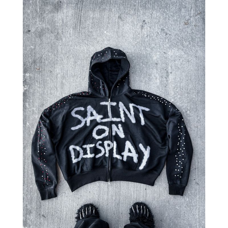 Men's Clothing Rock Letter Print Hoodie Loose Unisex Retro Sweater Jacket Top American Gothic_viptrois.com