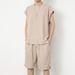 Men's Summer Sleeveless T-Shirt Casual Vest Tank Top Shorts Waffle Thin Ice Silk Sports Two-Piece Set_viptrois.com