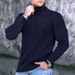 Men's Clothing Winter Youth High Collar Men's Winter Knit Sweater High Neck Thickened Solid Color Striped Pullover Casual Warm Turtleneck Sweater_viptrois.com