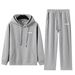 Trendy Letter Print Hoodie Set - Winter Thickened Pullover & Joggers, Unisex Oversized Streetwear, Fleece-Lined Comfort, Casual Loungewear Outfit_viptrois.com
