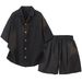 Summer New Style Men's Loose Casual Short Sleeve Shirt And Five Point Pants Set Sports Two Piece Set_viptrois.com