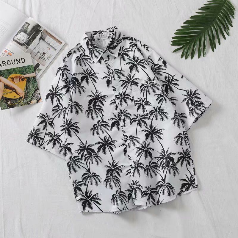 Men's Clothing Summer New Short Sleeved Shirt Men's Loose Thin Printed Men's Casual Short Sleeved Floral Shirt_viptrois.com