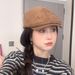 Large Head Circumference Forward Cap For Women, Suede Beret, British Style Duckbill Painter Hat, New Autumn And Winter_viptrois.com