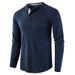 Men's Waffle-Knit Henley Shirt – Breathable Long Sleeve Tee (95% Polyester, Stretch Fit, Moisture-Wicking)_viptrois.com