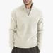 Men's Winter Knit Sweater With Half-Zip Collar - Thick Warm Pullover, Slim Fit, Machine Washable (Khaki/White/Gray/Black//Brown)_viptrois.com