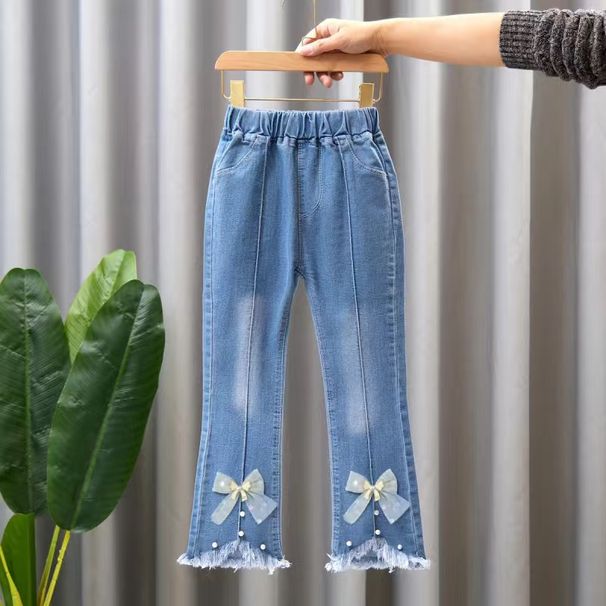 Mother&Kids Children's jeans for girls Large children wide leg pants for baby casual girls flared long pants_viptrois.com