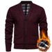 Men's V-Neck Velvet Cardigan – Thick Winter Sweater With Long Sleeves (Burgundy/Dark Gray/Light Gray/Blue/Espresso, M-4XL)_viptrois.com