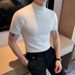 Men's Clothing Spring And Summer Short Sleeved T Shirt Men's Elastic Half High Collar Knitted Bottoming Shirt Youth Half Sleeved Casual T Shirt_viptrois.com
