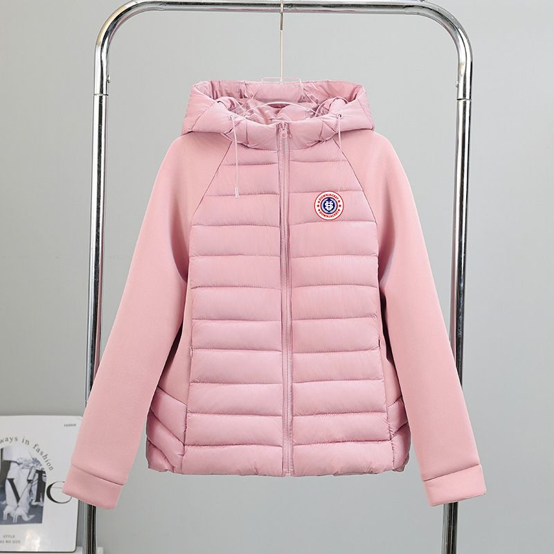 Men's Clothing Hooded Down Cotton Coat, Seasonal Patchwork, Petite Warm Cotton Coat With Wheat Ear Brooch, US Style Women's Outerwear_viptrois.com