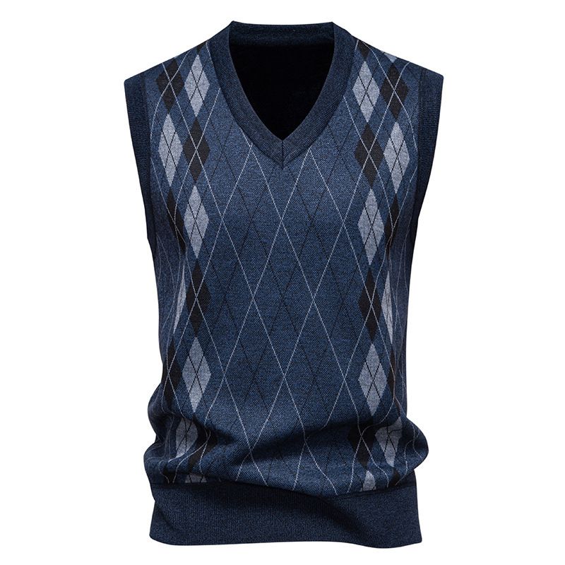 Men's Clothing Pullover Fashion Casual Sweater Men's Slim Fit V-Neck Fleece-Lined Knit Vest - Stylish Casual Pullover Sweater For Everyday Wear_viptrois.com