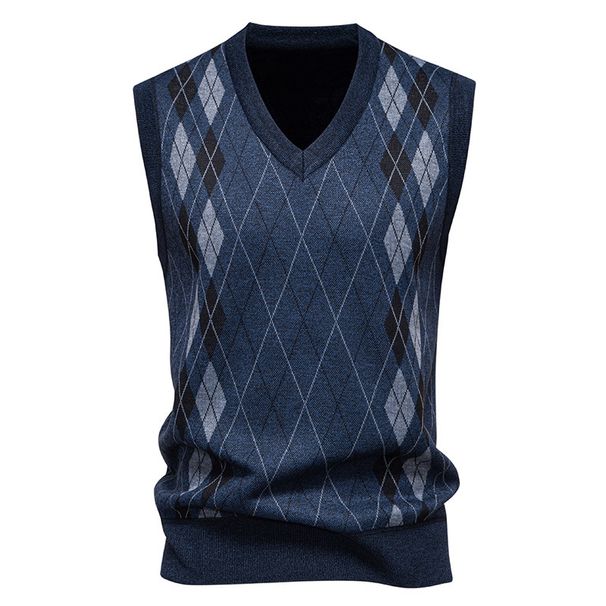Men's Clothing Pullover Fashion Casual Sweater Men's Slim Fit V-Neck Fleece-Lined Knit Vest - Stylish Casual Pullover Sweater For Everyday Wear_viptrois.com