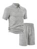 Men's Clothing Men's Summer New Casual Loose Lapel Jacquard Fabric Men's Short Sleeved Polo Shirt Suit_viptrois.com
