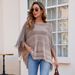 One-line collar tassel cape lady's striped cape coat_viptrois.com