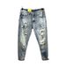 Men's Clothing Ripped Nine Point Jeans Thin Style Trendy Brand Slim Fit Skinny Pants_viptrois.com