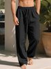 Men's Loose Fitting Linen Wide Leg Casual Beach Pants Straight Leg Swimwear_viptrois.com