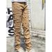 Men's Stretch Patchwork Jeans – Euro-American Slim Fit Denim Pants With Layered Design (Light Blue/Pink/Black/Khaki, Button Fly, Summer Casual)_viptrois.com
