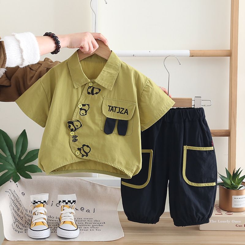 Boys' Set 2025 New Summer Outfit, Trendy Boys' Casual Short Sleeved Shirt, Children's Clothing_viptrois.com