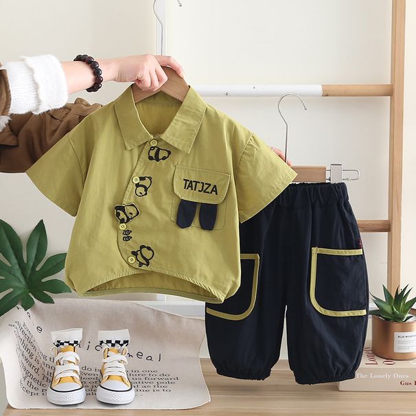 Boys' Set 2025 New Summer Outfit, Trendy Boys' Casual Short Sleeved Shirt, Children's Clothing_viptrois.com