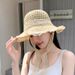 New Summer 2025 Large Brimmed Weaving Sunscreen Grass Beach Female Hollow Fisherman Hat_viptrois.com
