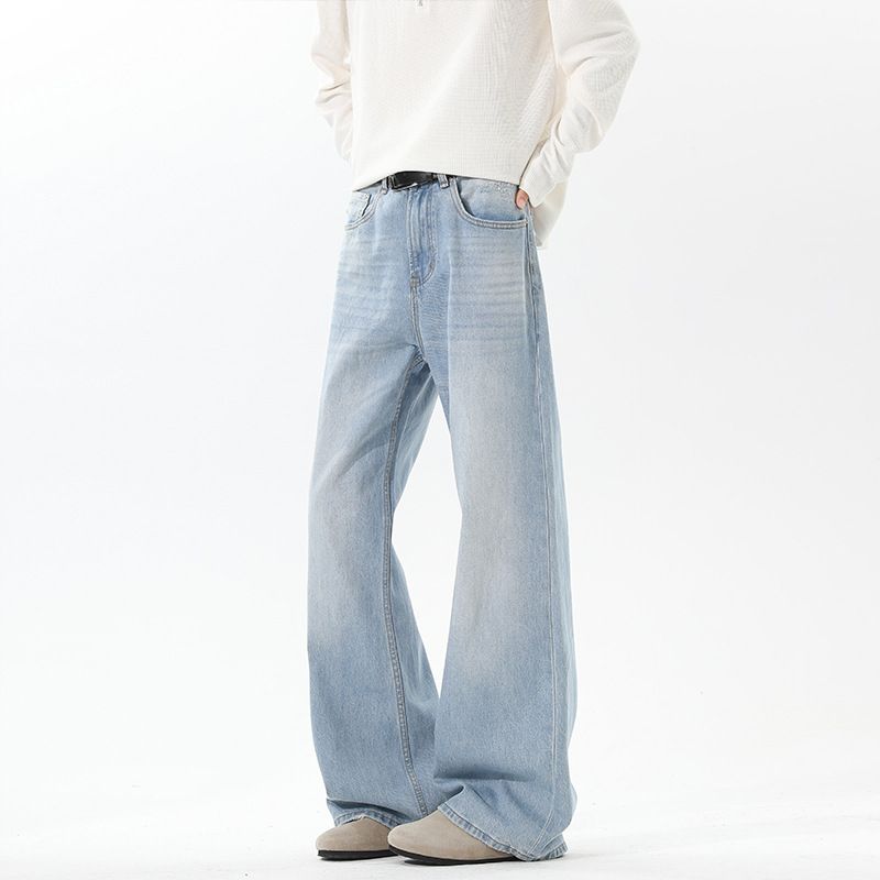 American Retro Washed Distressed Jeans For Men, Trendy New Style, Vibe High Street, Slimming, Slightly Flared_viptrois.com