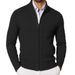 Knitted Cardigan 2025 Autumn And Winter New Style Stand Collar Long Sleeve Zipper Slim Sweater Large Size Men's Clothing_viptrois.com