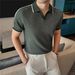Men's Clothing Men's Summer Ice Silk Shirt Seagull Collar Color Block Hollow Out Contrast Pullover T-Shirt Knitwear Old Money Elite_viptrois.com