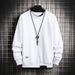 Men's Fleece-Lined Pullover Sweatshirt Winter Casual Streetwear Loose Fit Round Neck Layering Tee With Patch Detail_viptrois.com