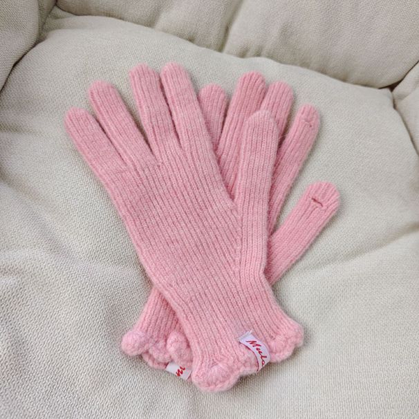 Gloves Wool-containing fashion new open finger touch screen cold-proof warm solid color knitted lace wool gloves _viptrois.com