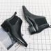 Men's Chelsea Boots Business Casual Leather Shoes Low-Cut Comfortable Slip-On For Work & Daily Wear (Black/Brown)_viptrois.com
